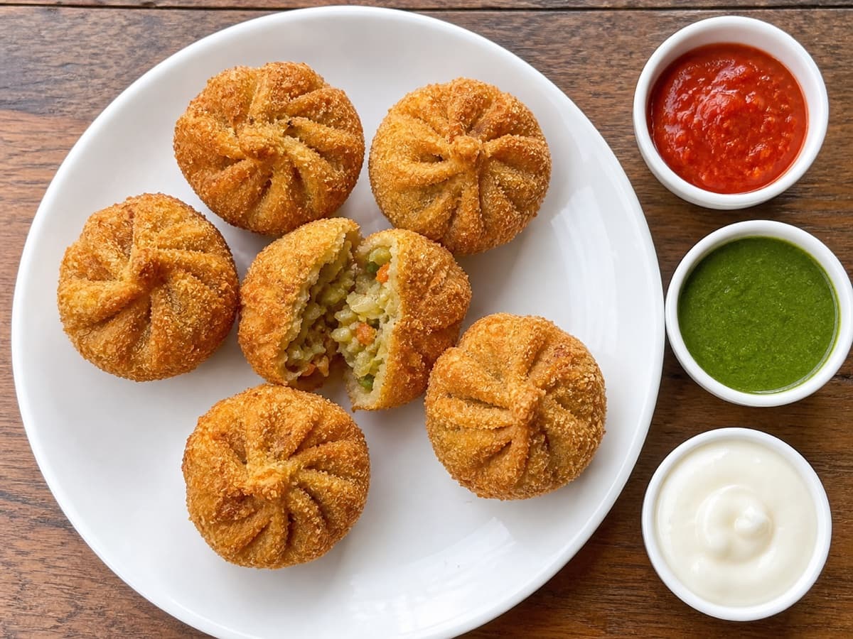 Crispy kurkure veg momos with three chutneys at Burger Minister Sector 58 Noida